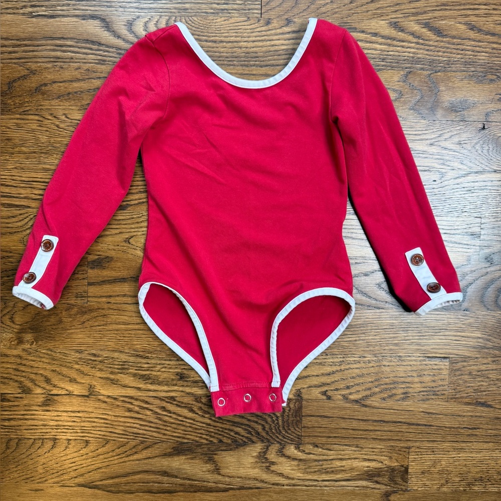 SweetHoney Girls Classic Solid Red and White Long Sleeve Bodysuit Buttons 4T